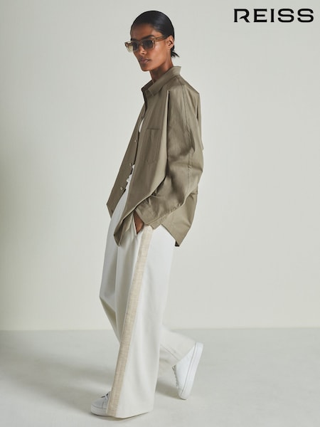 Khaki - LES 100 CIEL Reiss | Les 100 Ciels Cotton-Blend Poplin Shirt (E84141) | 246 €