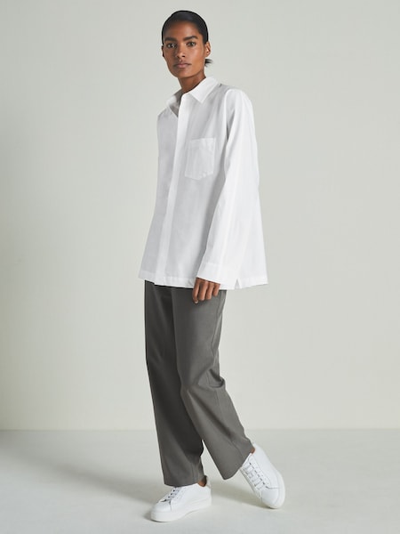 Reiss White Vero Reiss | Les 100 Ciels Cotton-Blend Poplin Shirt (E84145) | €224