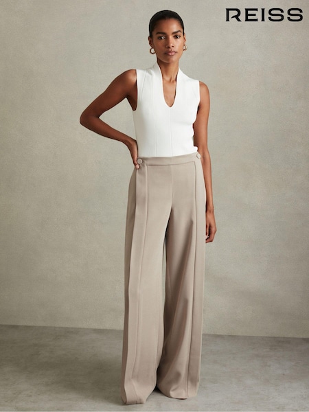 Reiss Stone Coraline Button-Front Wide Leg Trousers (E84149) | €95