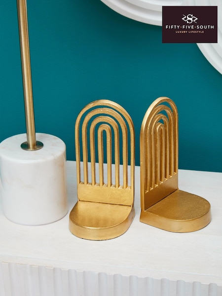 Fifty Five South Set of 2 Gold Rubi Arched Bookends (E84190) | €100
