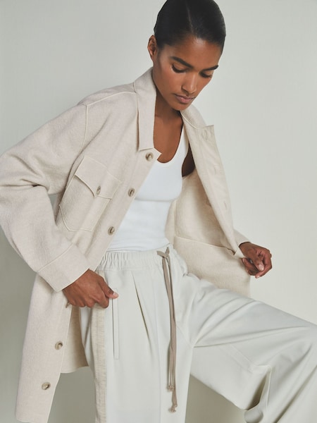 LES 100 CIEL Cream Reiss | Les 100 Ciels Boiled-Wool Bouclé Overshirt (E84200) | €355