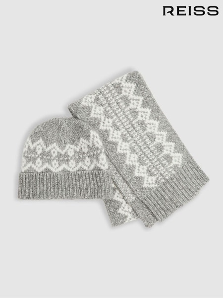 Reiss Berwin FairIsle Pattern Hat and Scarf Set (E84201) | €58