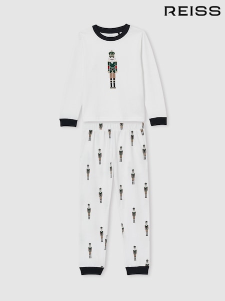 Reiss White Hornton Set 13-14 yrs Brushed-Cotton Nutcracker-Print Pyjama Set (E84224) | €40