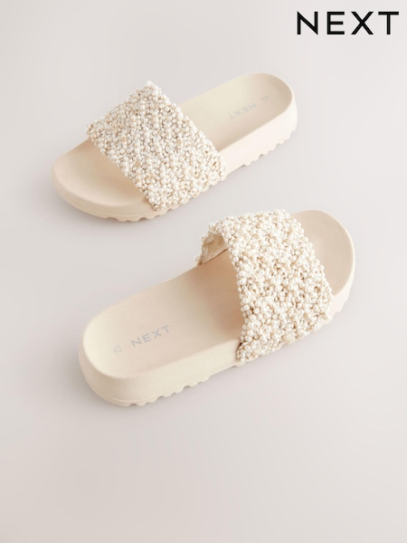 Ivory Pearl Woven Sliders (E84236) | $21 - $25