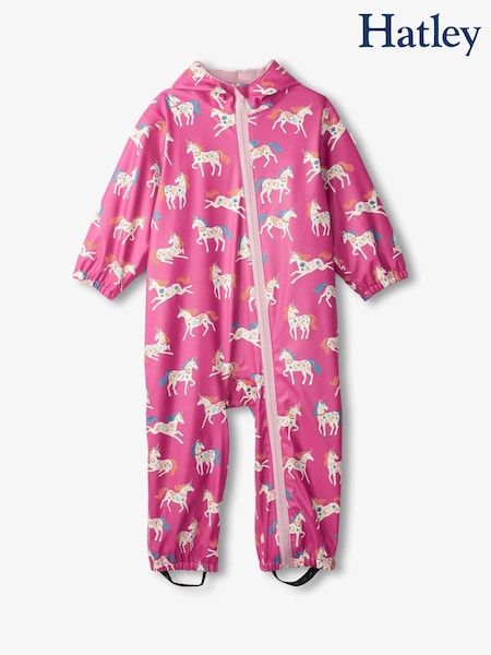 Hatley Pink Folky Unicorn Rain Puddlesuit (E84269) | €31