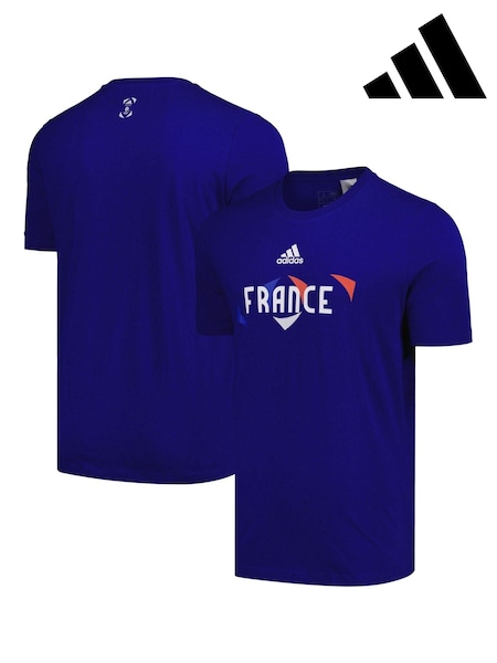 adidas Blue 100% Cotton Euro 2024 France T-Shirt (E84348) | AED73