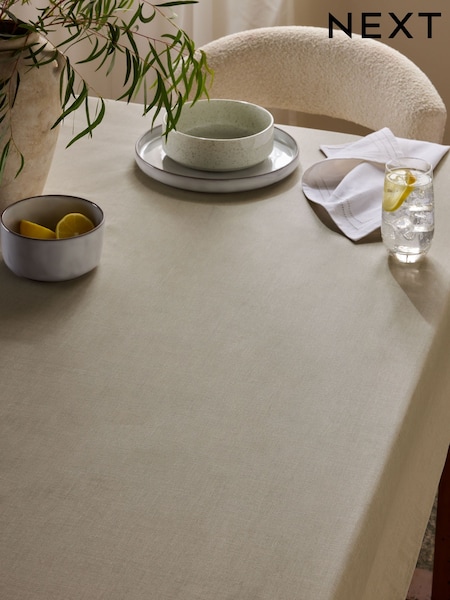 Natural 100% Cotton Linen Look Wipe Clean Tablecloth (E84425) | €35
