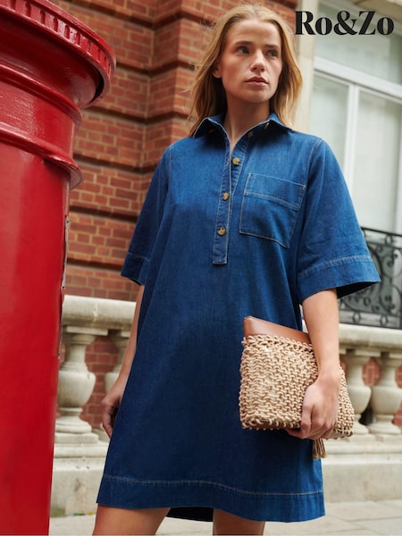 Ro&Zo Denim Collared 100% Cotton Dress (E84468) | 413 LEI