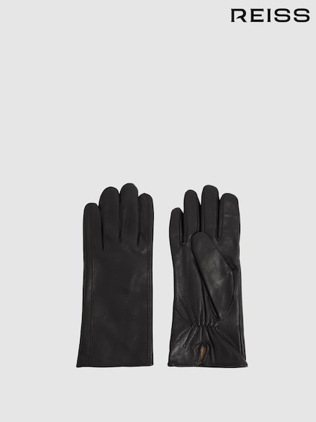 Reiss Black Giselle Leather Gloves (E84634) | €91