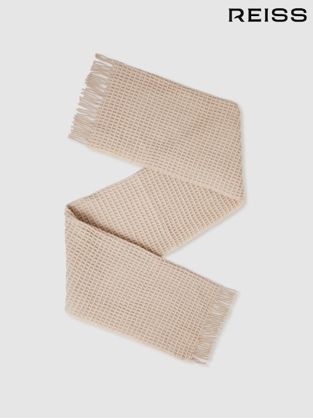 Reiss Neutral Norah Wool Waffle Scarf (E84648) | €72