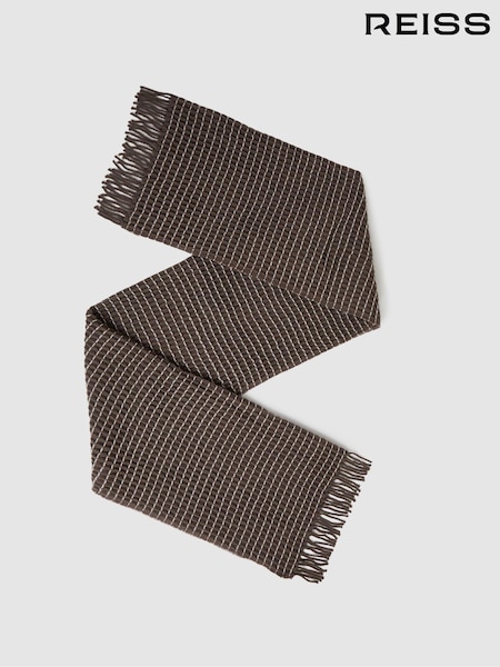Reiss Taupe Norah Wool Waffle Scarf (E84653) | €57