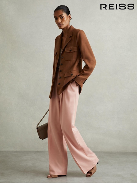 Reiss Pink Billie Petite Double Pleat Wide Leg Trousers (E84665) | €220
