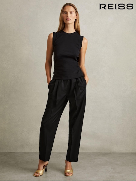 Negro - Reiss Essie Drawstring Waist Tapered Trousers (E84667) | 195 €