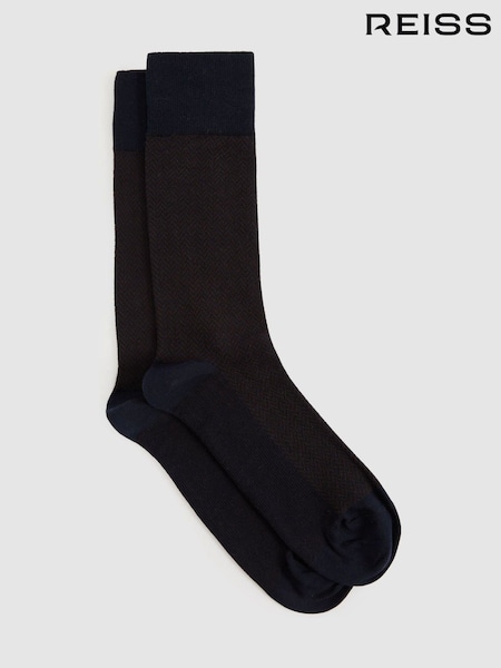 Reiss Navy/Chocolate Otis Cotton-blend Socks (E84670) | €58