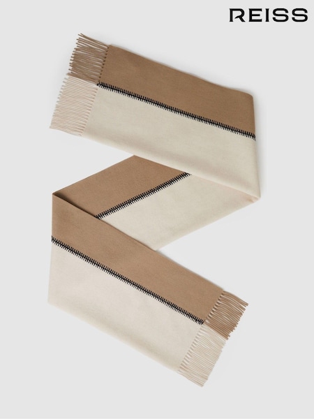 Reiss Camel Olivia Lambswool Whipstitched Scarf (E84681) | €125