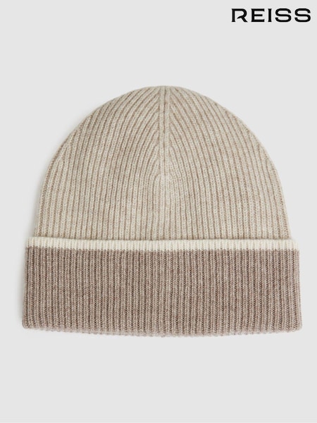 Reiss Taupe Filipa Wool Blend Tipped Beanie (E84689) | €70