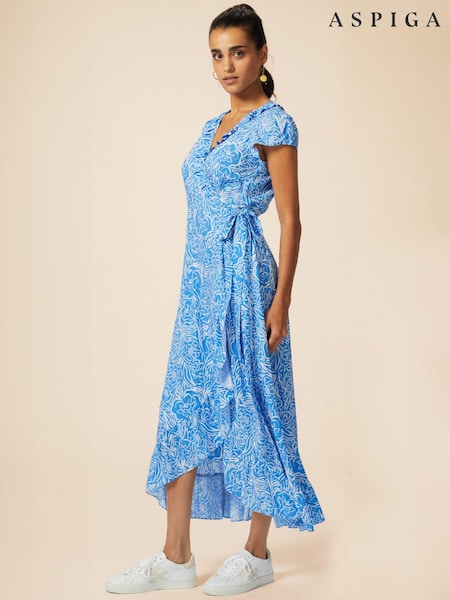 Aspiga Blue Demi Wrap 100% Cotton Dress (E84693) | €127