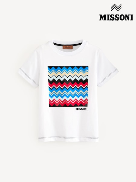 Missoni Logo Zig Zag Graphic Short Sleeve White T-Shirt (E84705) | €121