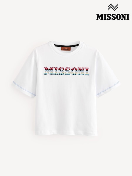 Missoni Logo Short Sleeve White T-Shirt (E84713) | €115