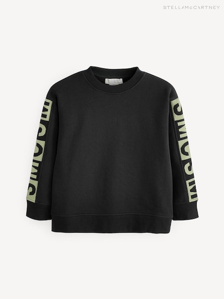 Stella McCartney Kids Logo Sleeve Black Sweatshirt (E84714) | AED495