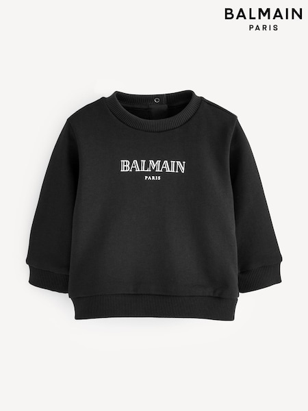 Balmain Kids Baby Logo Crew Neck Black Sweatshirt (E84738) | AED728
