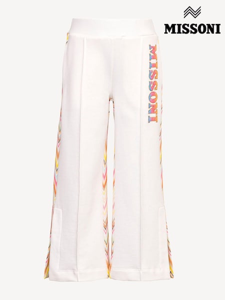 Missoni Cream Zig Zag Pattern Wide Leg Logo Joggers (E84745) | AED1,252