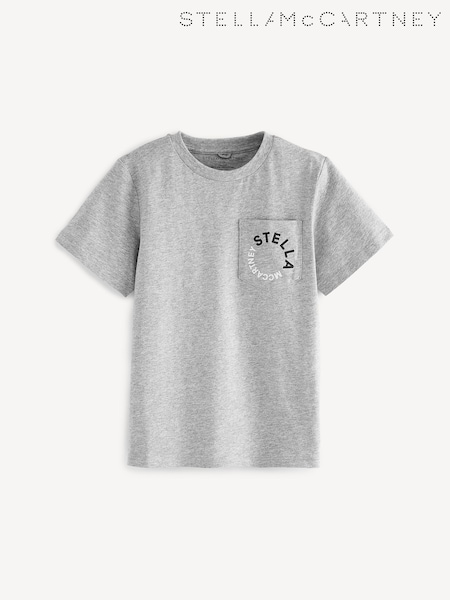 Stella McCartney Kids Grey Chest Logo T-Shirt (E84750) | AED291