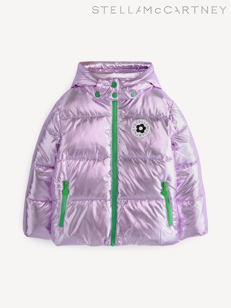 Stella McCartney Kids Purple Metalic Finish Puffer Jacket (E84751) | AED1,194
