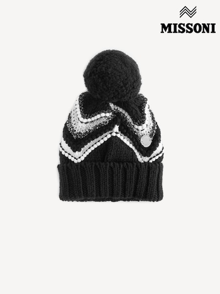Missoni Zig Zag Pattern Bobble Black Hat (E84758) | AED786