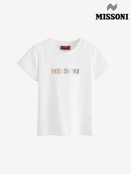 Missoni Logo Short Sleeve White T-Shirt (E84761) | AED530 - AED600