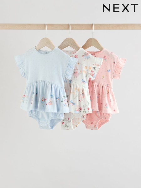 Rosa - Baby 100% Cotton Fairy Rompers 3 Pack (E84781) | 30 € - 36 €