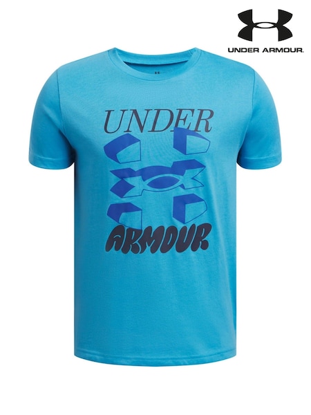 Under Armour Blue 100% Cotton Wordmark Logo Short Sleeve T-Shirt (E84840) | ₪91