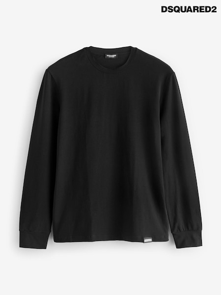DSquared2 Black Underwear Long Sleeve Stretch Cotton Jersey Logo T-Shirt (E84890) | AED375