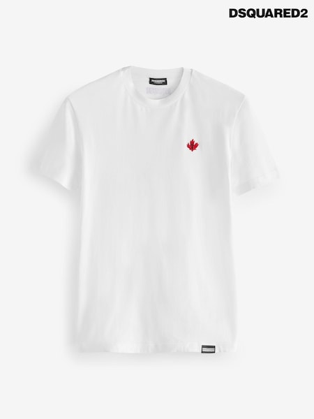 DSquared2 White Underwear Short Sleeve Stretch Cotton Jersey Maple Leaf Logo T-Shirt (E84893) | AED375