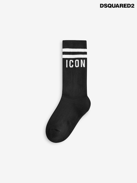 DSquared2 Black Underwear Icon Logo Mid Crew Socks (E84908) | €55