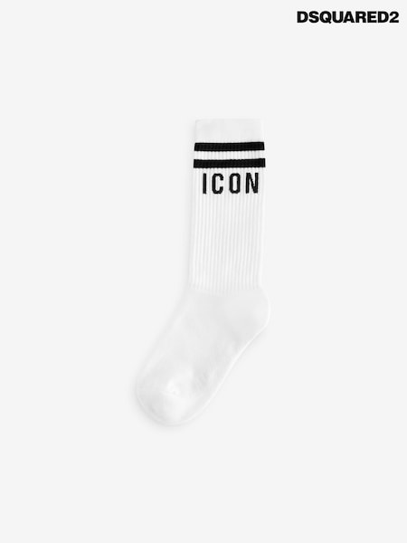 DSquared2 White Underwear Icon Logo Mid Crew Socks (E84910) | €55