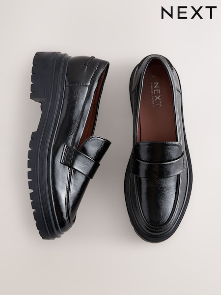 Black Patent Standard/Wide Fit Forever Comfort® Chunky Loafers (E85090) | ₪120