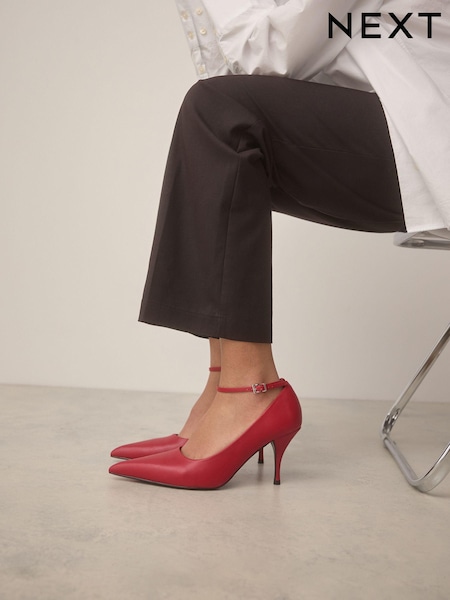 Red Standard Fit Forever Comfort® Point Toe Ankle Strap Courts (E85130) | 171 QAR