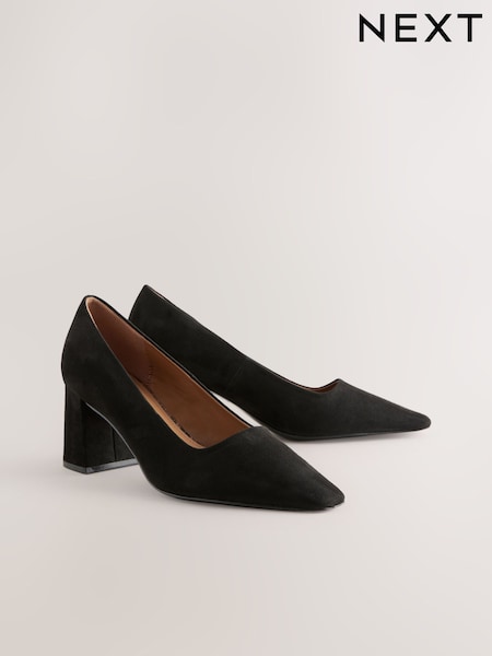 Black Standard/Wide Fit Forever Comfort® Standard/Wide Fit Chisel Toe Block Courts (E85134) | 144 QAR
