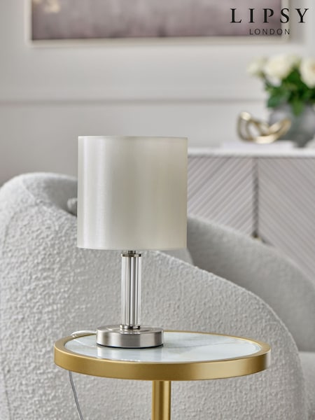 Lipsy Brushed Silver Small Glass Table Lamp (E85190) | €53