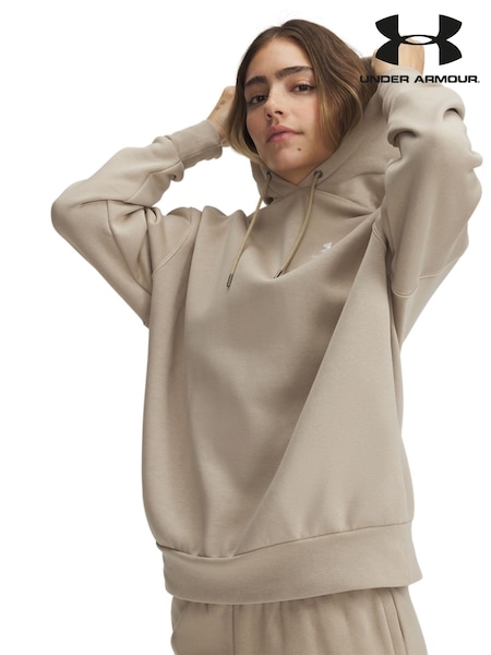 Under Armour Cream Oversized Essential Fleece hoodie (E85251) | ₪302