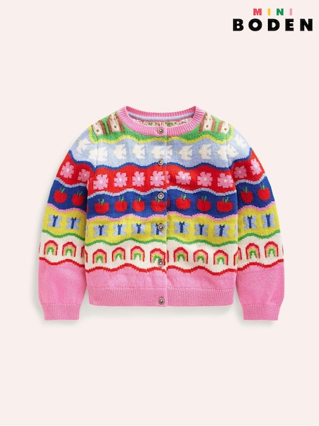 Boden Pink Edie Fairisle Pattern Cardigan (E85421) | €29 - €32