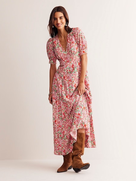 Roz - Rochie de ceai Boden Godet (E85423) | 631 LEI