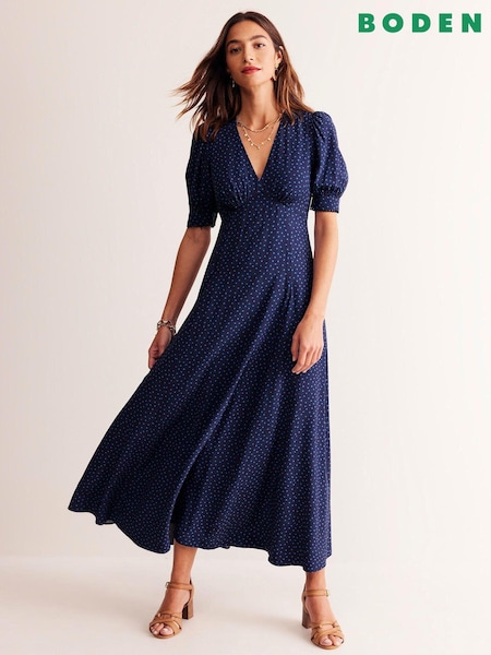 أزرق - Boden Godet Tea Dress (E85425) | ‏393 د.إ.‏