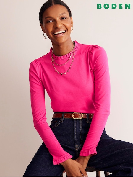 Pink - Boden Supersoft Frill Detail Top (E85434) | 24 €