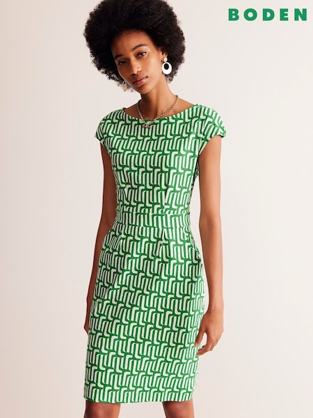 Boden Green Florrie 100% Cotton Jersey Dress (E85460) | €67
