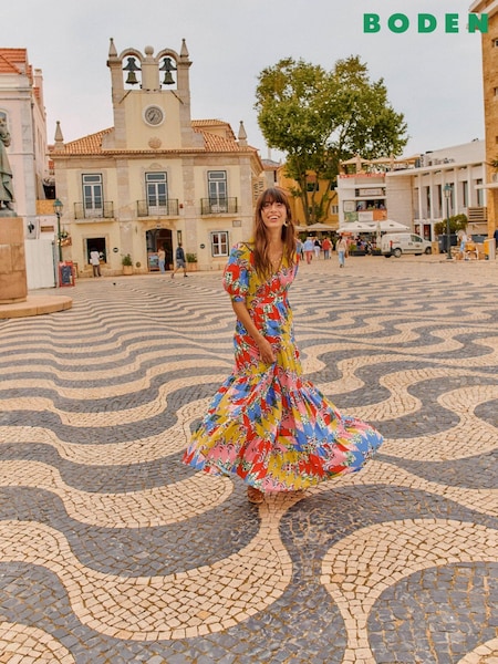 Boden Yellow Bella Puff Sleeve Maxi Dress (E85483) | €129