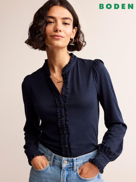 Sininen - Boden Caroline Jersey Shirt (E85487) | €55