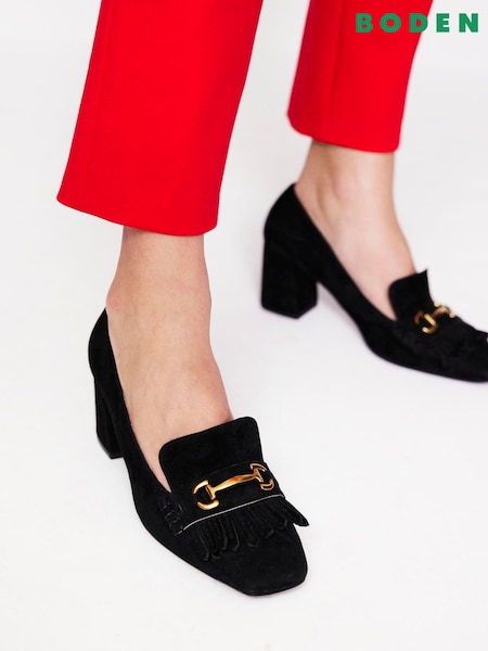 Boden Black Iris Ghillie Heeled Loafers (E85502) | AED454
