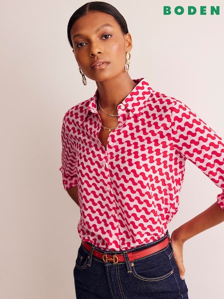 Boden Red Sienna Silk Shirt (E85534) | AED407